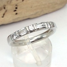 Platin Ring mit 5 x  Diamant 0,80 ct Brillant/Baguette  950 PT Gr. 55 #2912