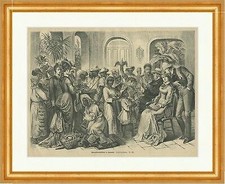 Kuriositätenverkäufer in Havanna Kuba Handtasche Vögel Holzstich E 23288