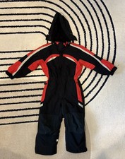 Schneeanzug Skianzug Overall kinder, Größe 128, Farbe rot/schwarz