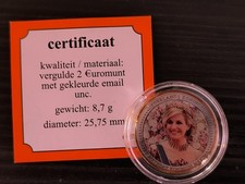 2 Euro Niederlande Happy Birthday Königin Maxima vergoldet - coloriert - farbe