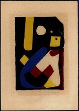 Meistermann, Abstrakte Komposition. [Signierte Original-Farblithografie].