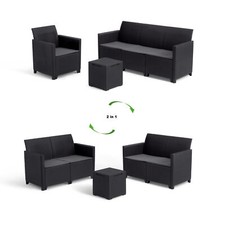 Keter Lounge-Set "Marie", 4 Sitzer Set, Polyrattan Gartenmöbel Sitzgruppe