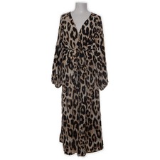 H&M, Maxikleid, Größe: XXL, Beige/Schwarz/Braun, Viskose, Leopard, Damen #LRw