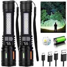 2 Stück Taschenlampe LED Aufladbar USB Super Hell Taktisches Fackel Lumen Akku