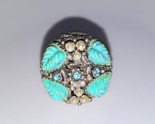 Ring 50er -60er Jahre Modeschmuck TÜRKIS Strass kitschig König TV Film Fasching