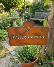 Edelrost Schild - Willkommen -