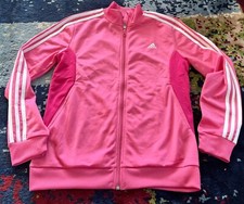 Tolle Adidas Sport Freizeit Fitness Jacke pink weißMädchen Gr.170 Damen Gr.S NEU