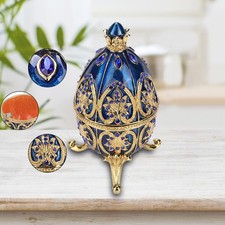 Blau Ostern Metall Handwerk Geschenk Blume  Russisches Ei Schmuck Box Etui