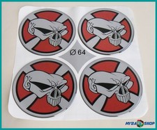 4x SILIKON AUFKLEBER TOTENKOPF ∅= 64mm FÜR NABENKAPPEN EMBLEME STICKER NEU