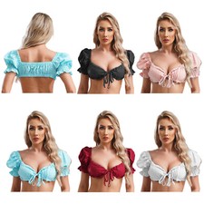 Damen Shirt Schnürung Crop Top Freizeit Oberteil Kurzarm Bluse Sexy Tops Street