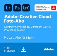Adobe Creative Cloud Foto-Abo 1 TB Photoshop & Lightroom 1 Jahr PC/Mac DE/ML NEU