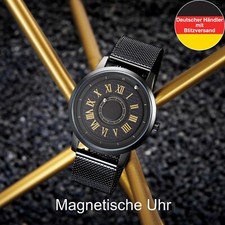 EUTOUR E040A Magnetische Herren Kugel Quarzuhr Luxus Edelstahl Milanaise Armband