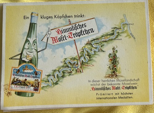 Vintage werbekarte moselwein - werbekarte,