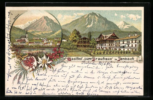 Lithographie jenbach gasthof - lithographie, jenbach,