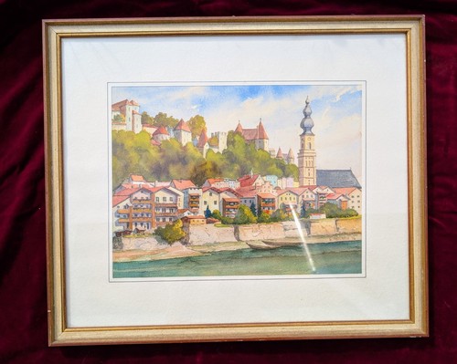 Aquarell gemälde burghausen - aquarell,