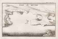 Mykonos island Cyclades Aegean Sea Greece Griechenland Karte map engraving 1718