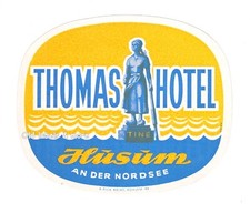 x5094 Thomas Hotel HUSUM Nordsee luggage label Kofferaufkleber