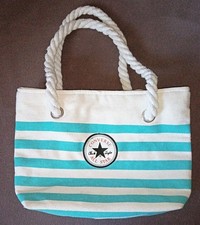 Handtasche Converse All Star weiss blau gestreift Stoff Schlamper