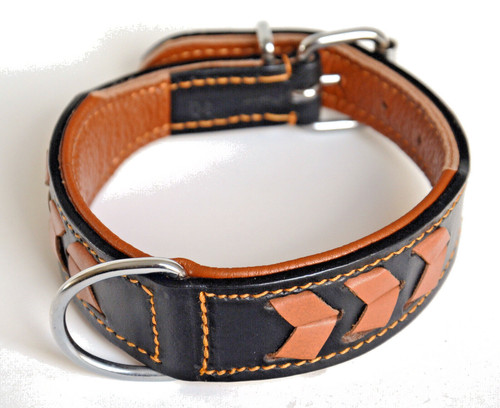 Leder halsband schwarz - schwarz,