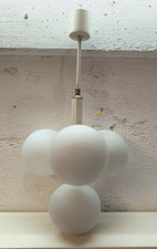 Antike Schöne Hängelampe Glas 4 Kugelglas 70er Deckenleuchte -25811