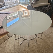 Couch Glastisch Weiß Top Zustand mit Edelstahl Gestell Silber
