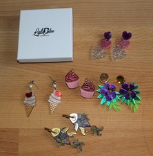 5 Paar LALIBLUE Ohrringe Handarbeit Acryl Eis Cupcake Herz Fisch Aloha