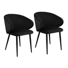 B-Ware SVITA AUDREY 2er Set Esszimmerstühle Küchen-Sessel Armlehne Samt Schwarz