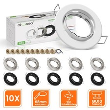 LED Einbaustrahler Rahmen GU10 Fassung 10 Pack Set 230V Rund Einbauleuchte MR16