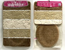 Badgarnitur 3 Teilig Badteppich Badezimmergarnitur 80 x 50cm Dunkelbraun Bunt