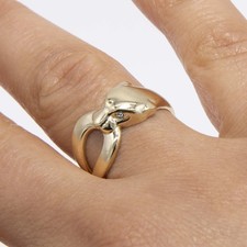 Solid 14K Gelbgold Panther Ring Alle Größen