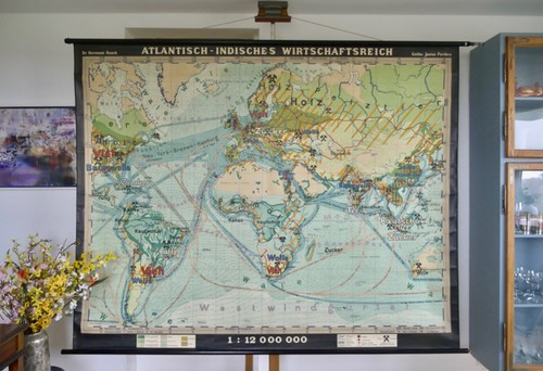 Vintage schulwandkarte - vintage, |