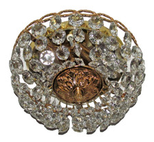 Deckenlampe aus vergoldetem Messing & Kristallglas im Stil von Palwa