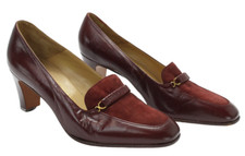 Bally Suisse Bellezza Happy Absatz Damen UK 7 Leder Quadratische Zehe Weinrot