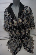 Vogelsang Elegante Bluse Überwurf  Gr 52 Stickerei  Blumen 