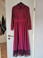 Kleid Bodenlang Maxi 36 S Spitze Fuchsia Rosa Blusenkleid Abaya Tesettür Elbise 