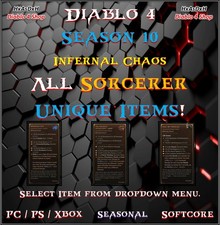 ✨Diablo 4✨Season 10✨Sorcerer Unique Items✨1 - 4 GA✨Alles Unikat✨High Roll Aspekt✨