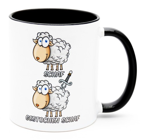 Gestochen schaf tasse mit - gestochen,