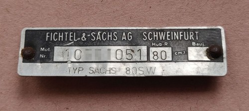 Typenschild motor sachs - typenschild,