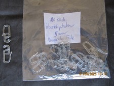 20 Überklipshaken 5mm glasklar - Faltenlegehaken für Gardinenringe