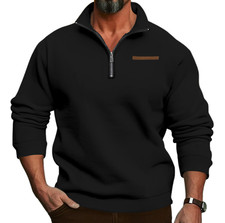 Herren Pullover Sweatshirt Troyer Pulli Sweater Stehkragen Zipper Langarmpulli