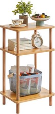 3-stufiger Beistelltisch aus Massivholz mit Ablageablagen - keine Montage erforderlich