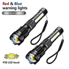 High Power White Laser LED Flashlight Built-in Battery USB Rechargeable P50