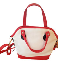 Handtasche, Damentasche, weiß - rot