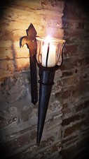 ❀ Wandfackel Wandkerzenhalter Burgfackel 50cm Mittelalter Eisen Wandleuchter #CA