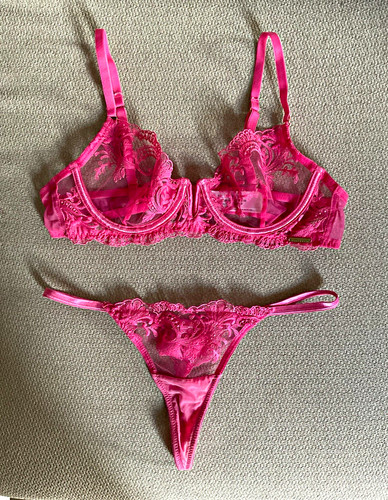 Rosa spitzen dessous set mit - rosa,