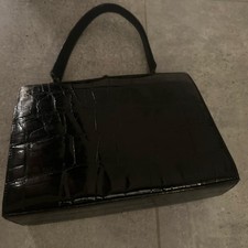 Vintage Krokodilleder Handtasche 60er Jahre – Schwarz – Sehr Guter Zustand