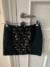 Balenciaga Paris Rock Bleistift Skirt Modern Designer Schwarz Einsatz Vorn Small