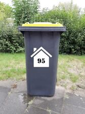 Mülltonnen Aufkleber Haus-Optik  mit Hausnummer, Straßenname oder Name wählbar