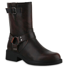 Damen Biker Boots Stiefeletten
