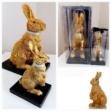 Hase Osterhase antik-gold Hase James groß H12-22cm Halsband Glitzerhalsband